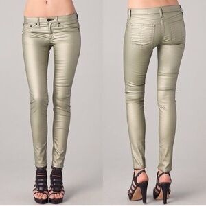 RAG & BONE Champagne Metallic Coated Skinny Jeans